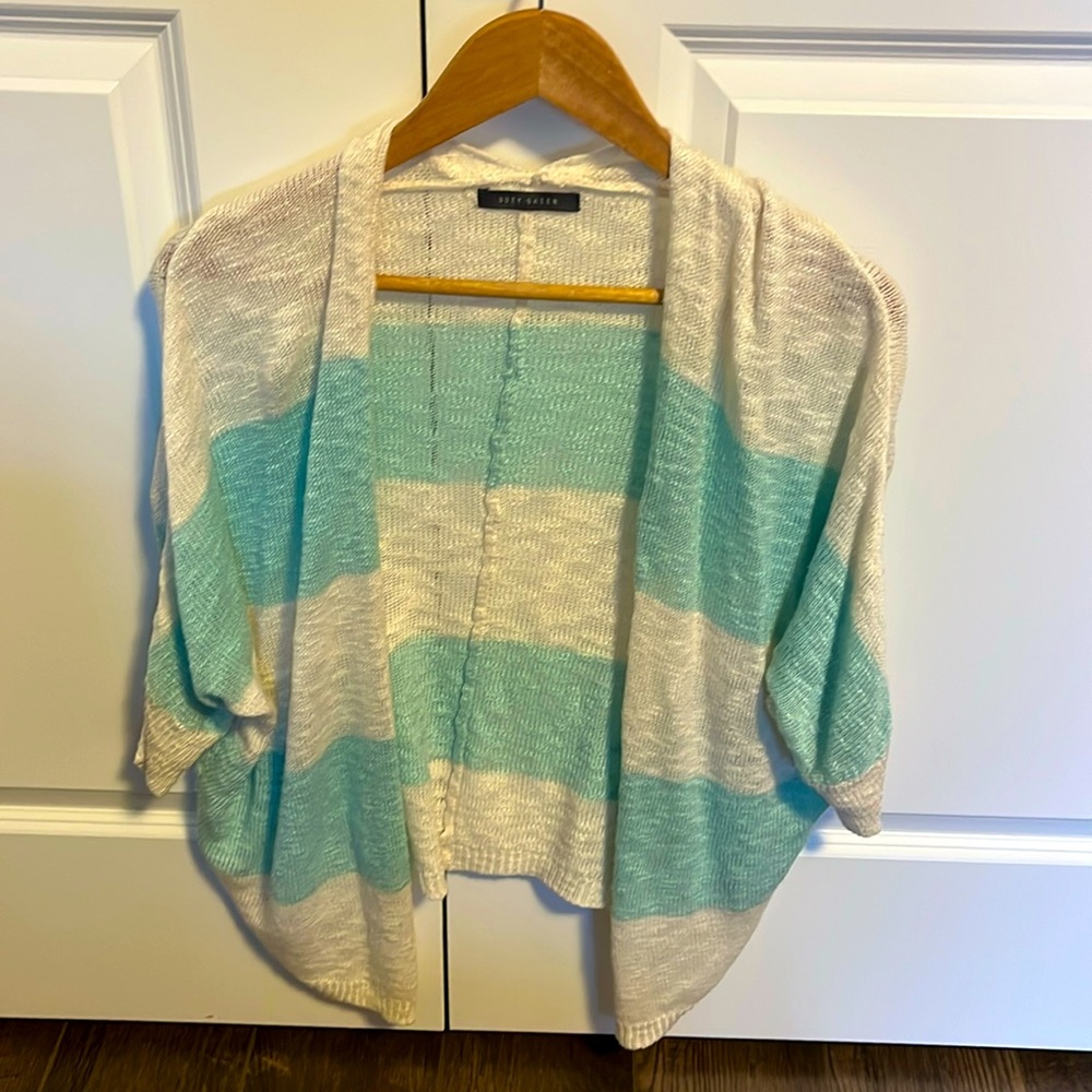 White and Teal Cardigan